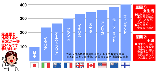 各国のカルシウム摂取量